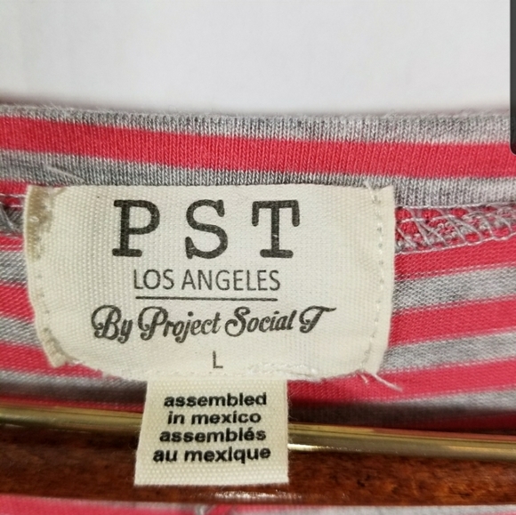 PST by Project Social T Striped V-neck Tee - Picture 5 of 6